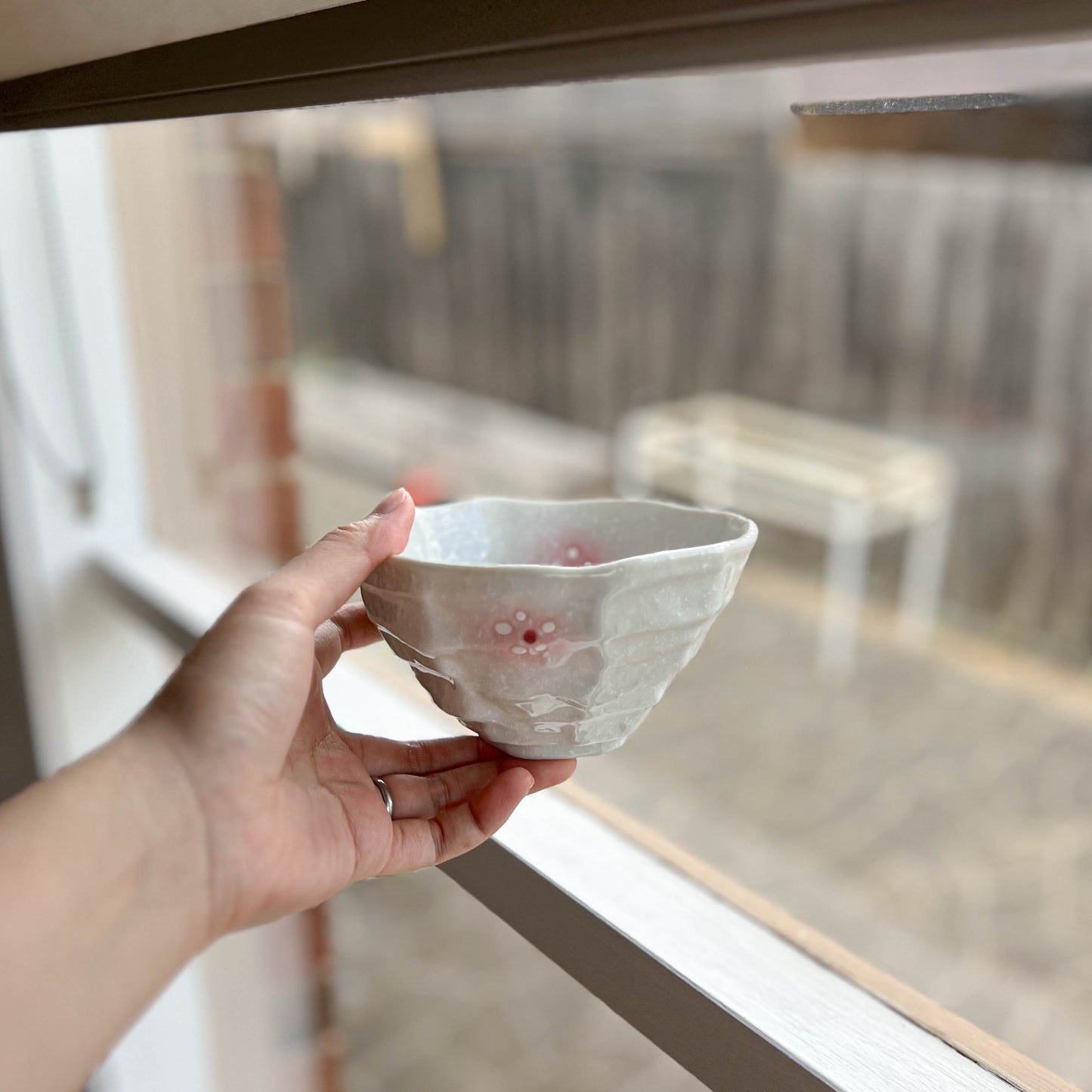 Octagonal Small Rice Bowl 14cm - Arabesque / Cherry Blossom