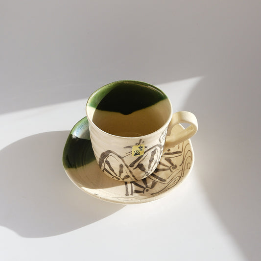TAKUMI Oribe Painting Cup and Saucer