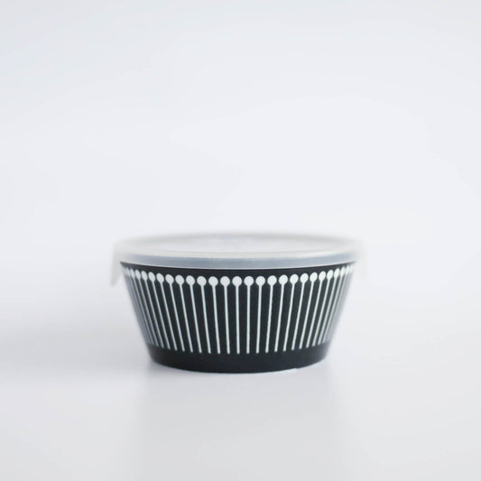 ALBEE Julienne Grass Pattern Bowl with Non Wrap Lid 13cm - Navy / Beige / Grey