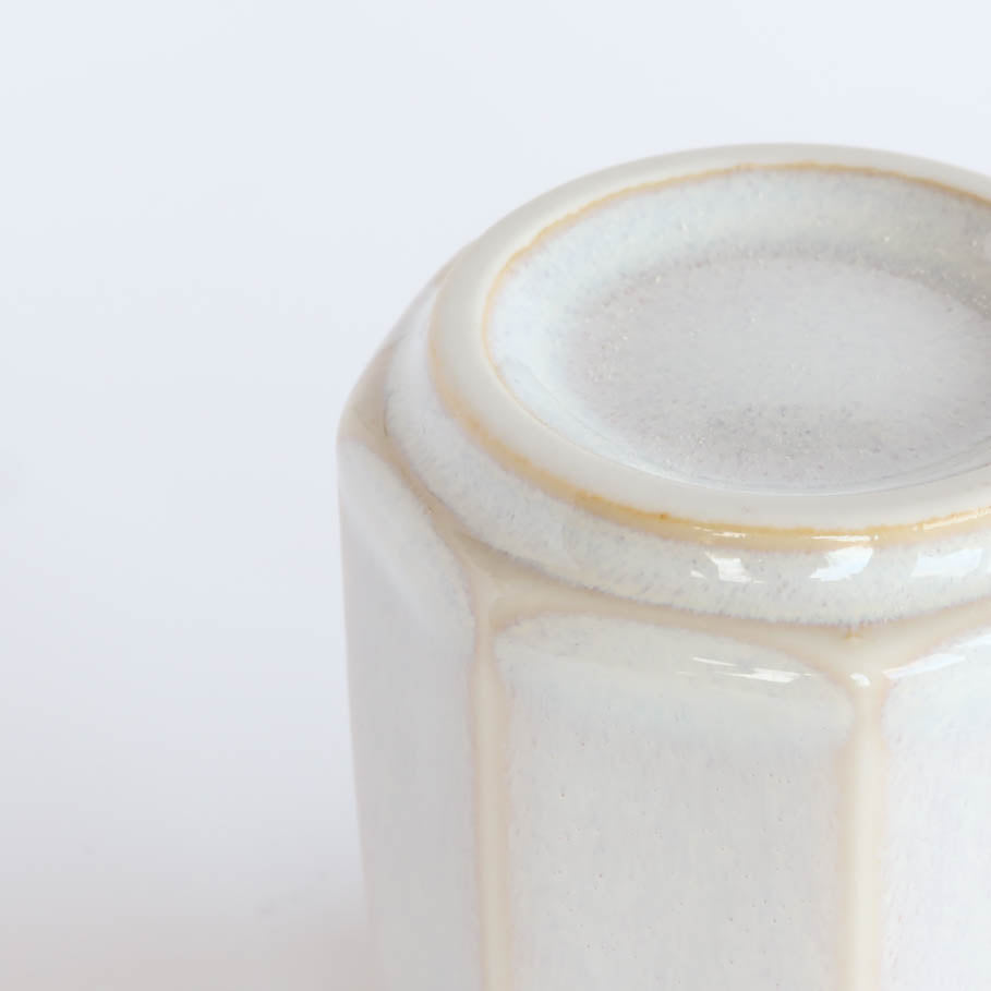 Rusty Unofu Octagonal Japanese Teacup 160ml - White