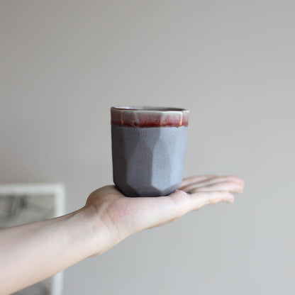 Cinnabar Sogi Japanese Teacup 180ml - Grey Red