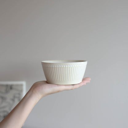 ALBEE Julienne Grass Pattern Bowl with Non Wrap Lid 13cm - Navy / Beige / Grey