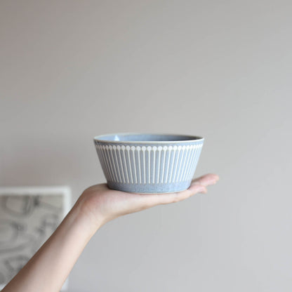 ALBEE Julienne Grass Pattern Bowl with Non Wrap Lid 13cm - Navy / Beige / Grey