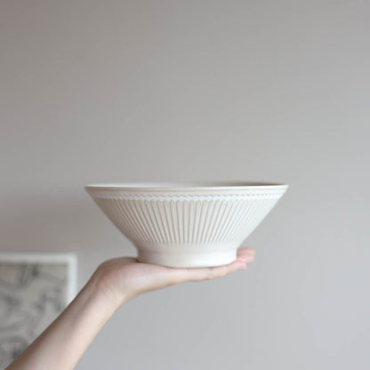 ALBEE Julienne Grass Pattern Ramen Noodle Large Bowl 21cm - Navy / Beige / Grey