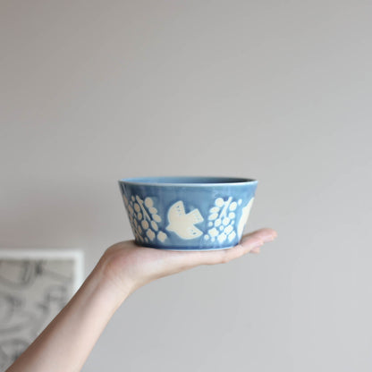 LINTU Plantaree Bowl with Non Wrap Lid 13cm - Blue / Aqua / White