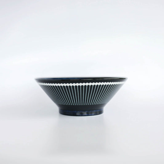 ALBEE Julienne Grass Pattern Ramen Noodle Large Bowl 21cm - Navy / Beige / Grey