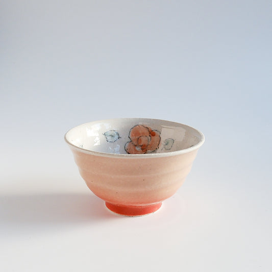 Rose Porcelain Small Rice Bowl 12cm - Red / Green