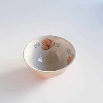 Rose Porcelain Small Rice Bowl 12cm - Red / Green