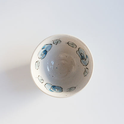 Rose Porcelain Small Rice Bowl 12cm - Red / Green