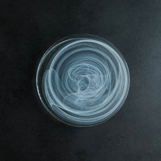 Suiryu Glass Round Plate 21cm / 28cm - White Marble