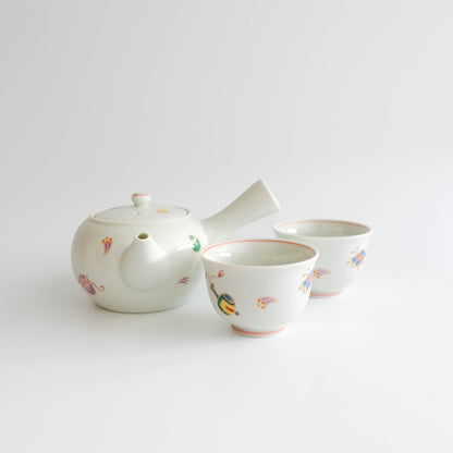 Arita ware Teapot and Teacups Set (Wooden Box) - Fortune