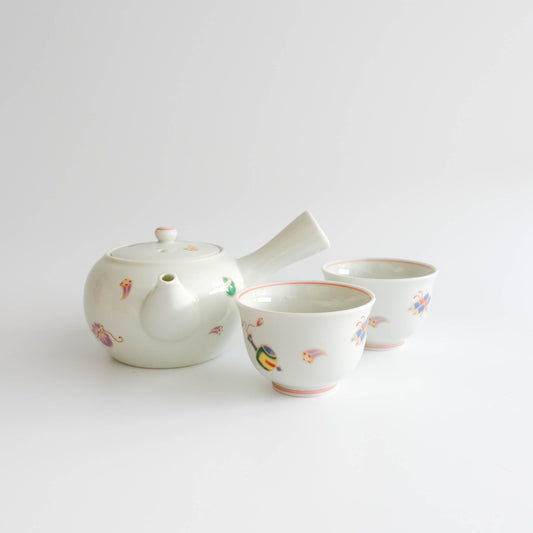 Arita ware Teapot and Teacups Set (Wooden Box) - Fortune