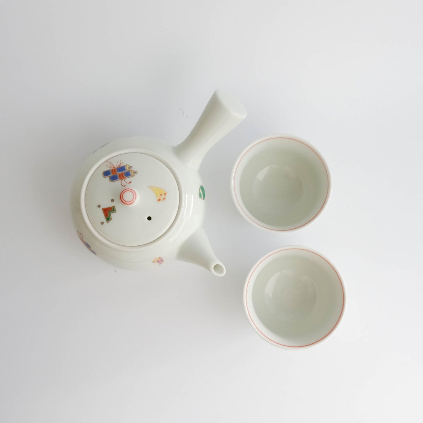 Arita ware Teapot and Teacups Set (Wooden Box) - Fortune