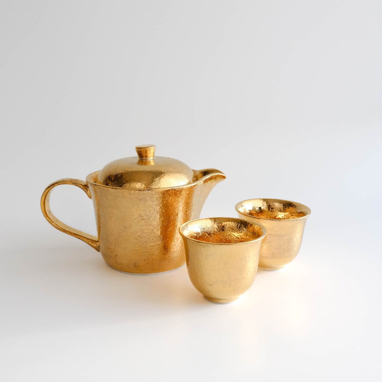 Hasami Ware Handmade Teapot and Teacups Set - Gold Glazed