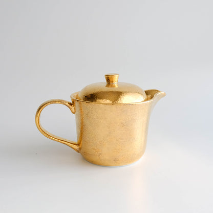 Hasami Ware Handmade Teapot and Teacups Set - Gold Glazed