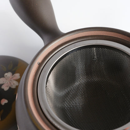 Tokoname-ware Teapot - Black Gold Sakura 280cc