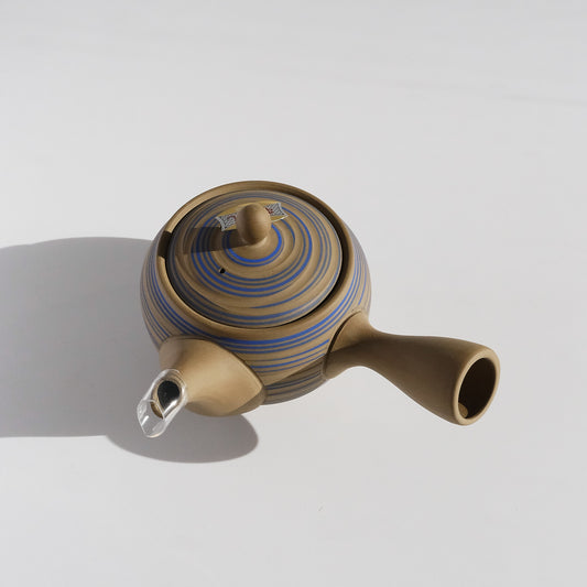 Tokoname-ware Teapot - Blue Stripe 240cc