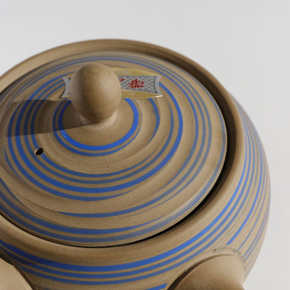 Tokoname-ware Teapot - Blue Stripe 240cc