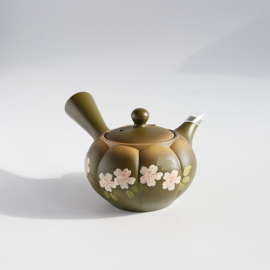 Tokoname-ware Teapot - Green Sakura 230cc