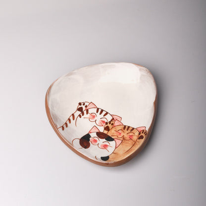 Hasami Ware Hand Painted Triangle Plate - Good Friend Cat