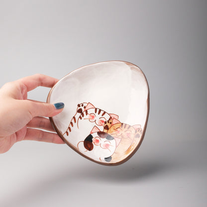 Hasami Ware Hand Painted Triangle Plate - Good Friend Cat