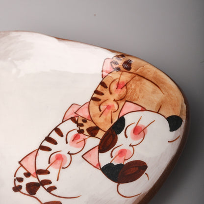 Hasami Ware Hand Painted Triangle Plate - Good Friend Cat