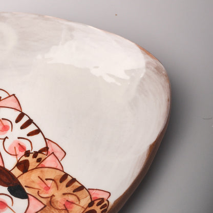 Hasami Ware Hand Painted Triangle Plate - Good Friend Cat