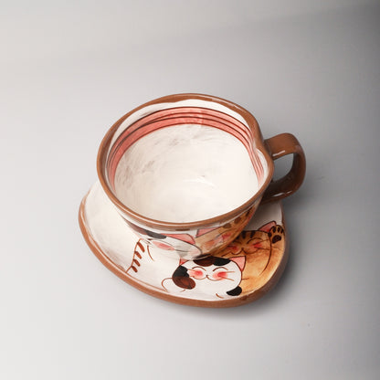 Hasami Ware Hand Painted Triangle Plate - Good Friend Cat