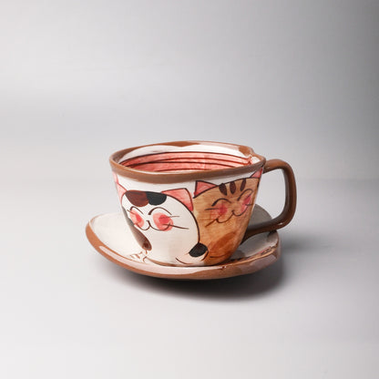 Hasami Ware Hand Painted Triangle Plate - Good Friend Cat