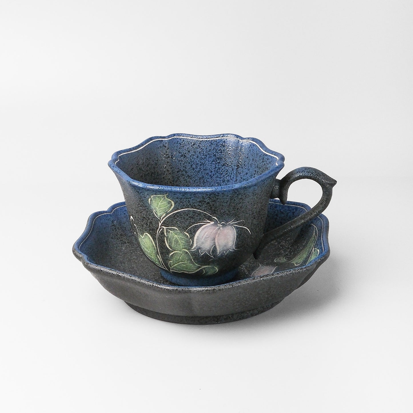 Yakishime Arita Ware Coffee Cup & Saucer - Bellflower (Indigo)