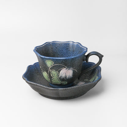 Yakishime Arita Ware Coffee Cup & Saucer - Bellflower (Indigo)