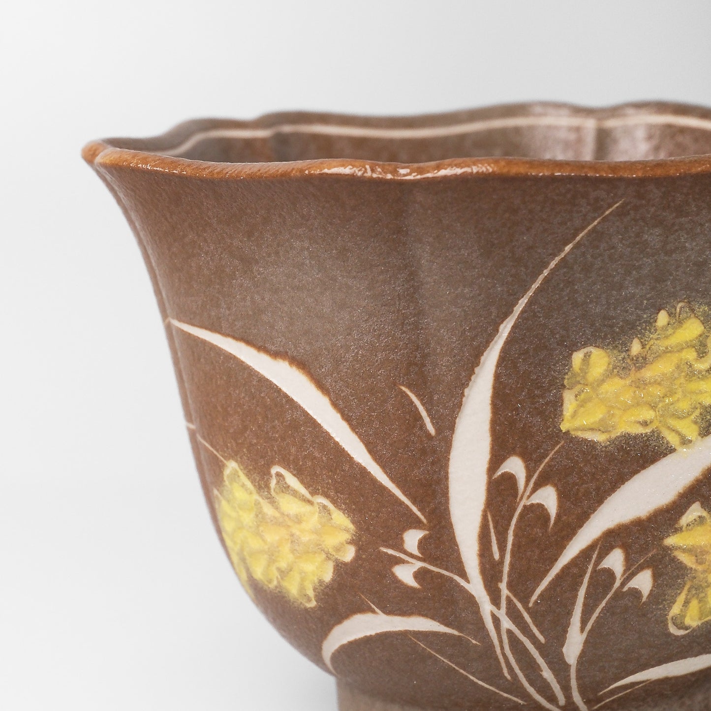 Yakishime Arita Ware Coffee Cup & Saucer - Dark Brown Wheat