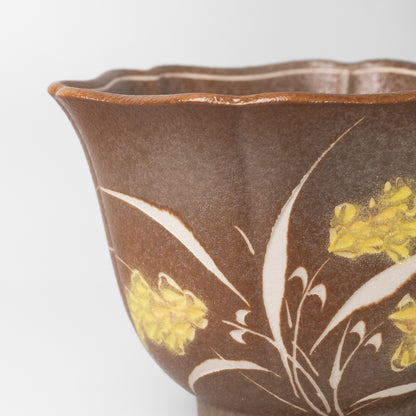 Yakishime Arita Ware Coffee Cup & Saucer - Dark Brown Wheat