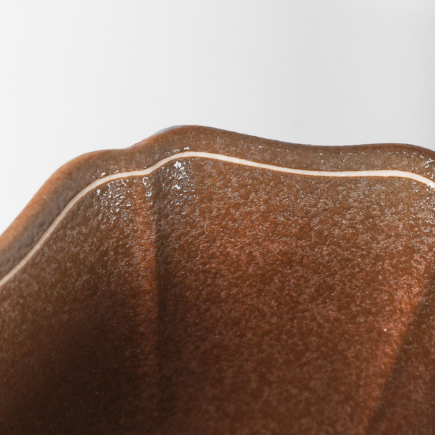 Yakishime Arita Ware Coffee Cup & Saucer - Dark Brown Wheat