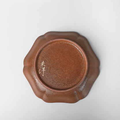 Yakishime Arita Ware Coffee Cup & Saucer - Dark Brown Wheat