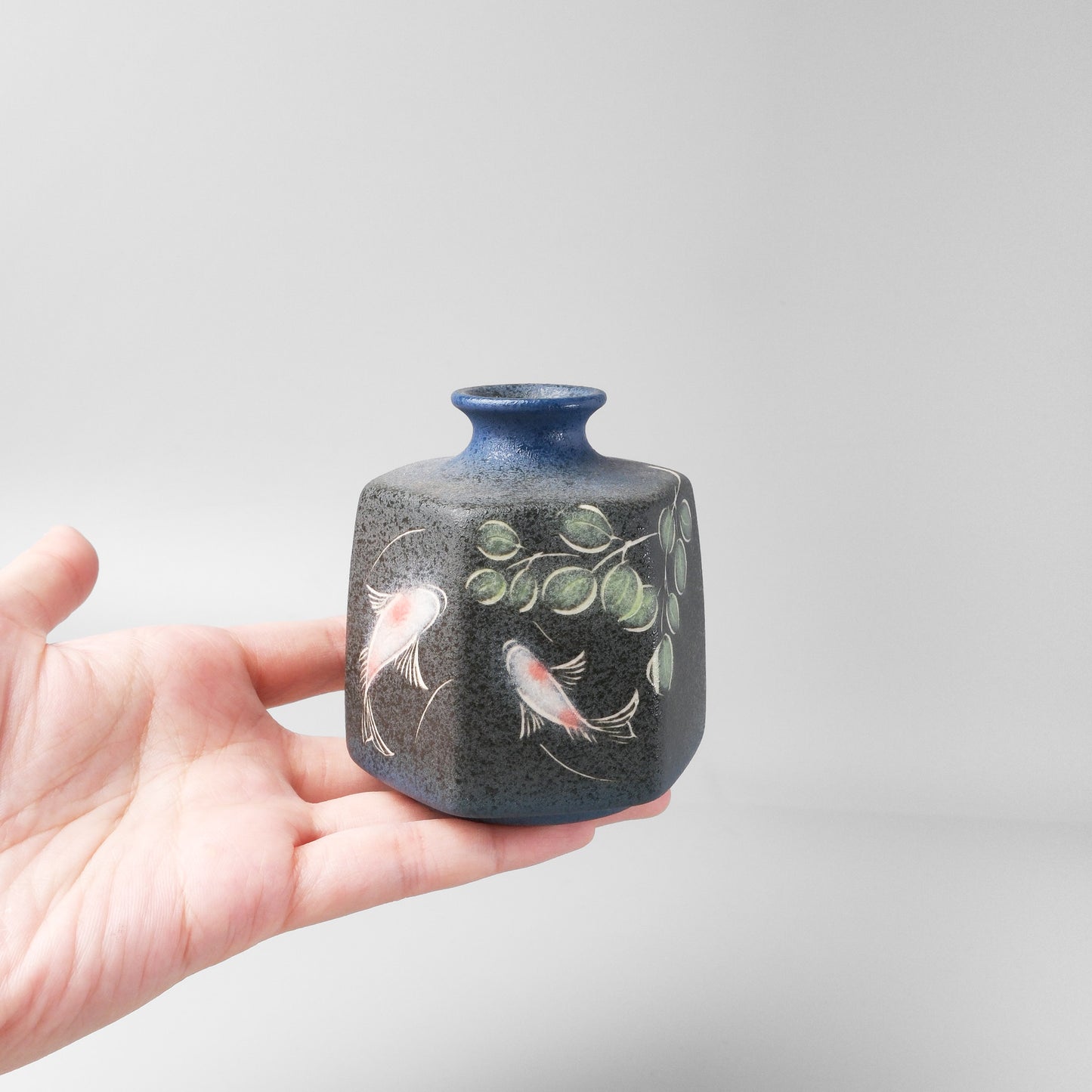Yakishime Arita Ware Hexagonal Bud Vase - Koi