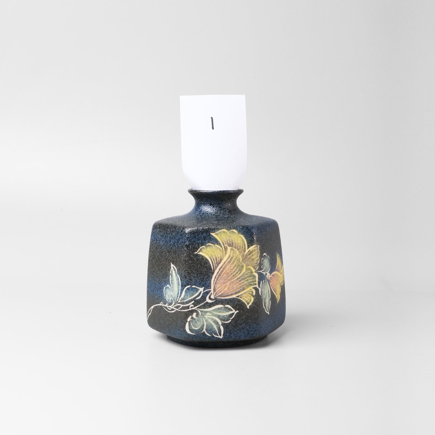 Yakishime Arita Ware Hexagonal Bud Vase - Floral Vine