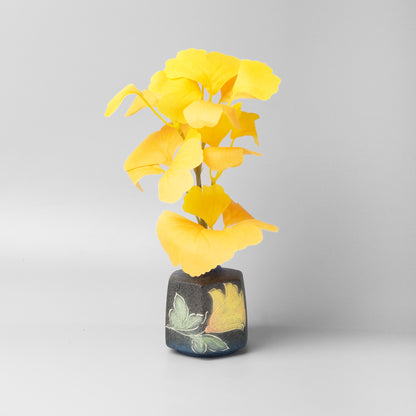 Yakishime Arita Ware Hexagonal Bud Vase - Golden Bloom