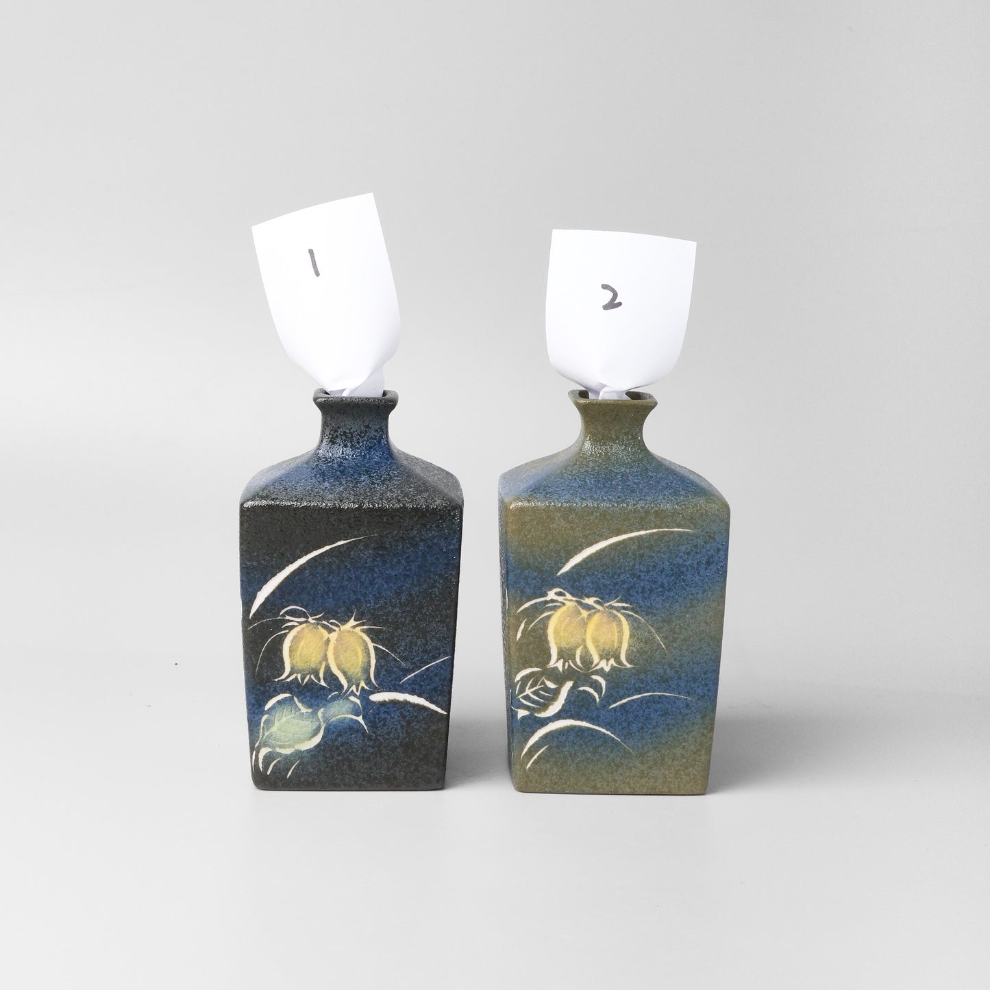 Yakishime Arita Ware Square Bud Vase - Bellflower
