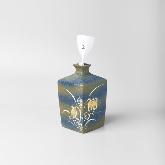 Yakishime Arita Ware Square Bud Vase - Bellflower
