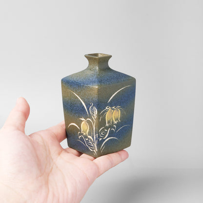 Yakishime Arita Ware Square Bud Vase - Bellflower
