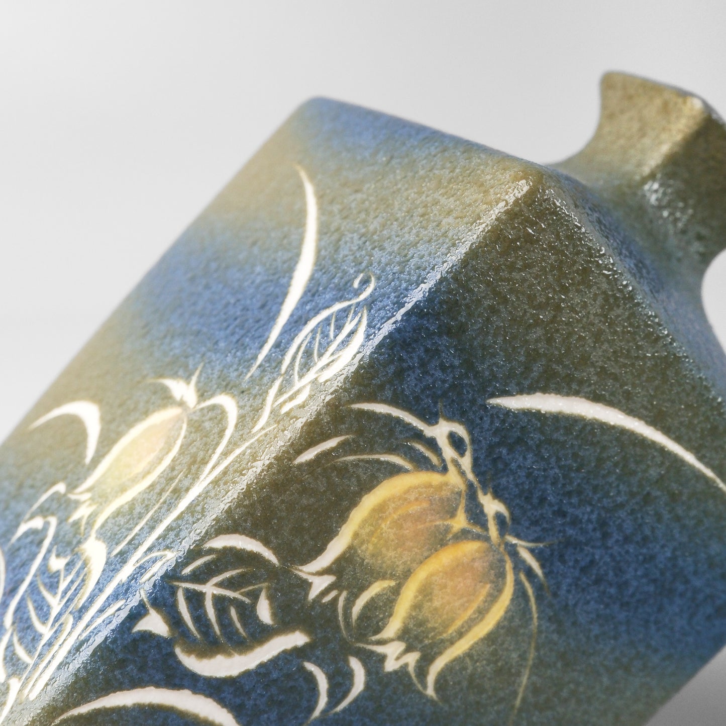 Yakishime Arita Ware Square Bud Vase - Bellflower
