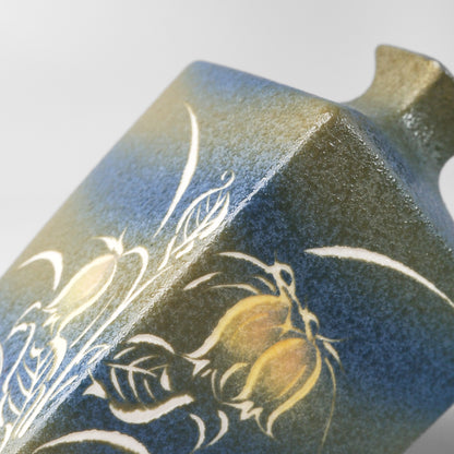 Yakishime Arita Ware Square Bud Vase - Bellflower