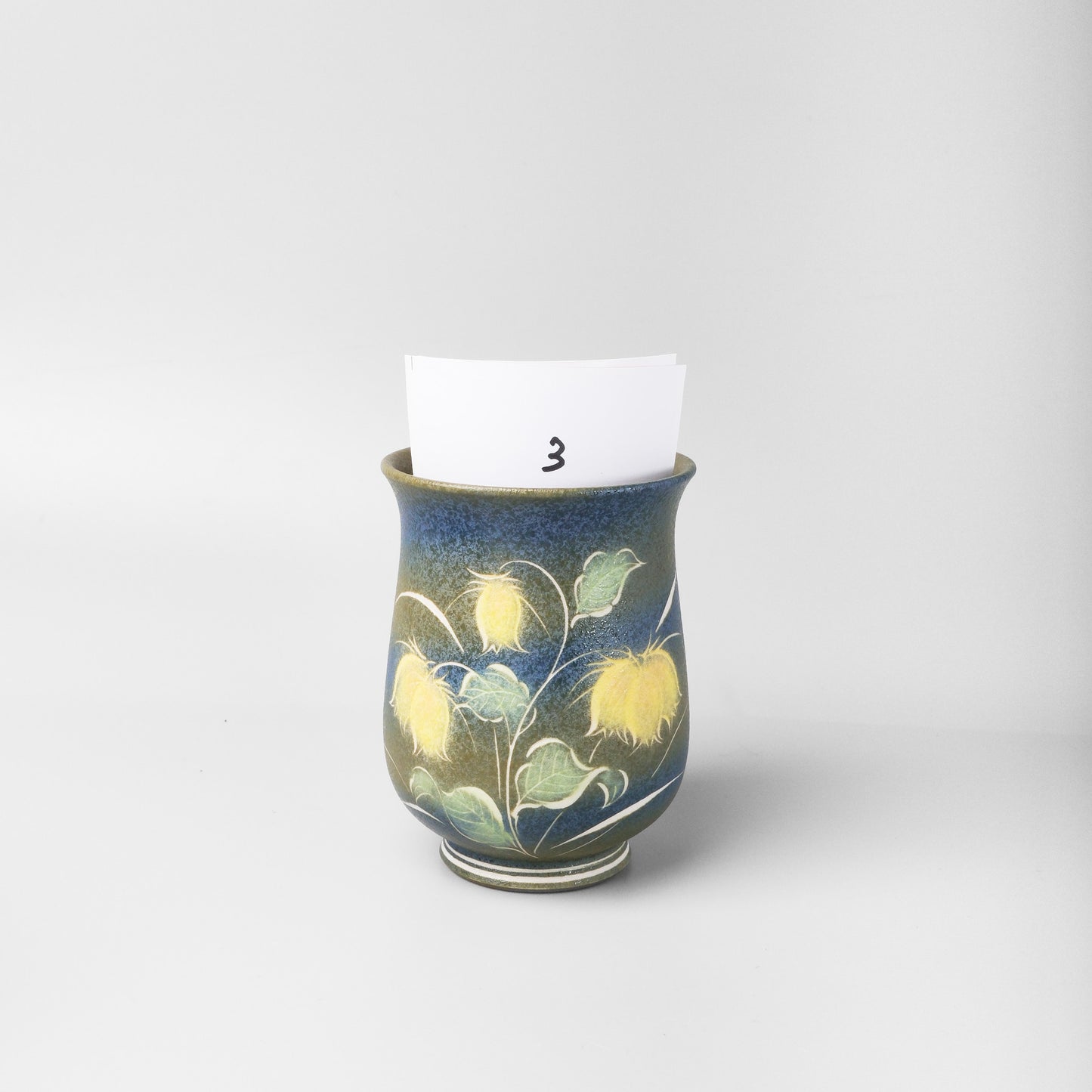 Yakishime Japanese Yunomi Teacup - Bell-shaped Clematis (Large)