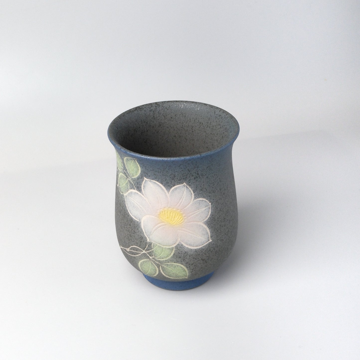 Yakishime Japanese Yunomi Teacup - Pink Clematis (Large)