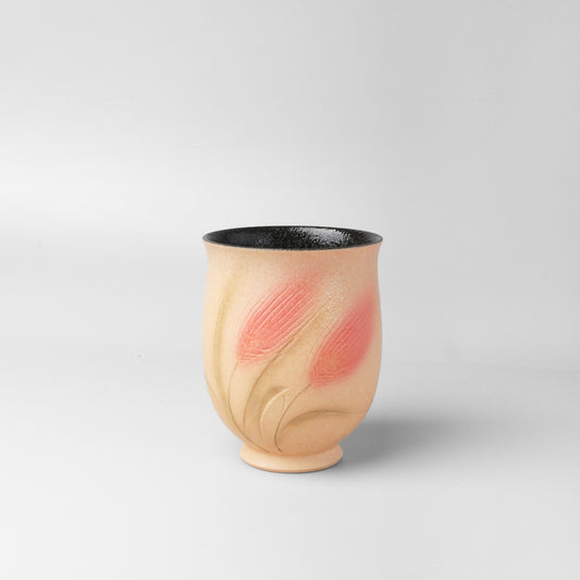 Yakishime Japanese Yunomi Teacup - Pink Wheat (Small)