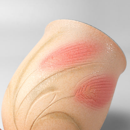 Yakishime Japanese Yunomi Teacup - Pink Wheat (Small)