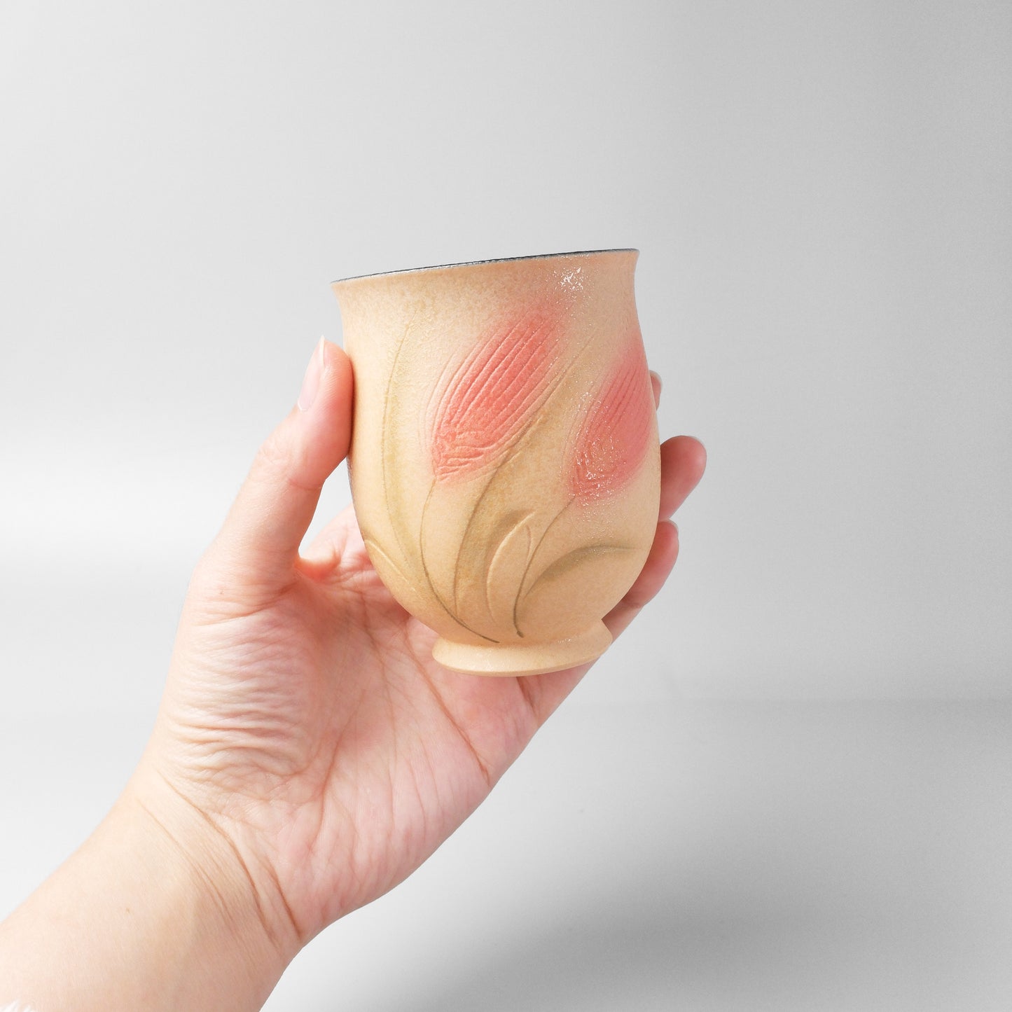 Yakishime Japanese Yunomi Teacup - Pink Wheat (Small)