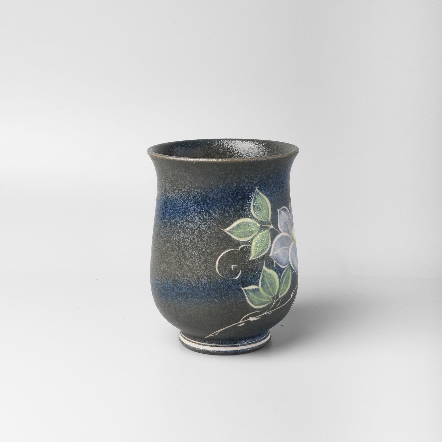Yakishime Japanese Yunomi Teacup - Purple Clematis (Large)