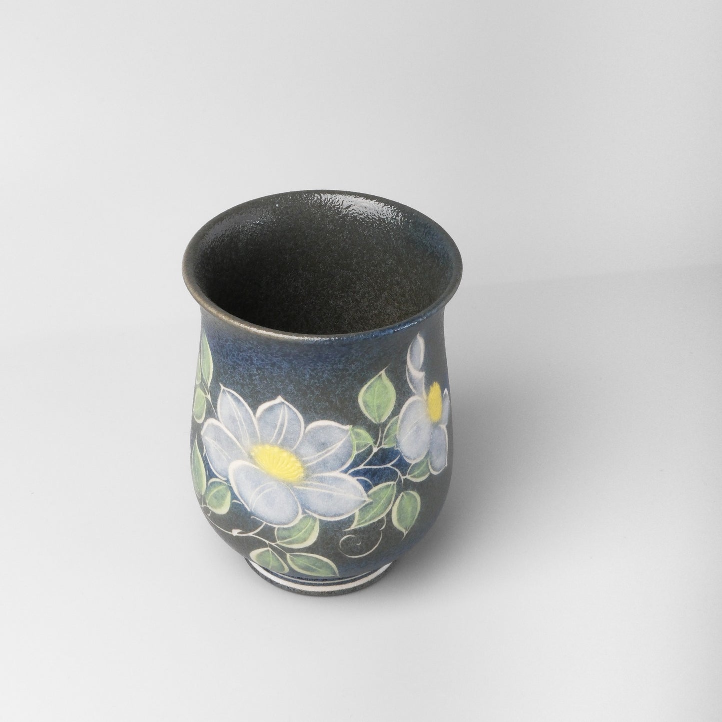 Yakishime Japanese Yunomi Teacup - Purple Clematis (Large)